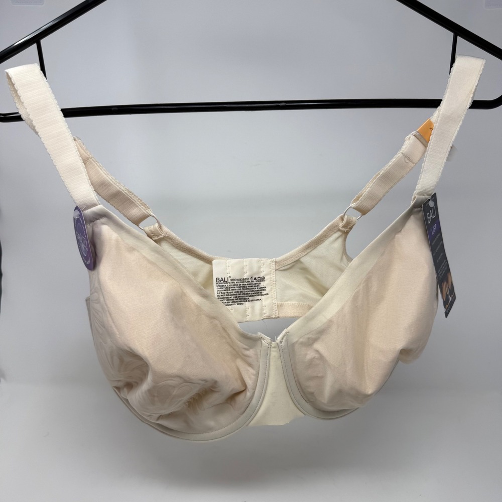 Bali Gravity Defying Lift Underwire Bra 38DD Porcelain Beige DF6563 6563